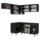 Armário de Cozinha Completa de Canto 325 cm Preto Nice Madesa 06