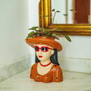 Vaso Mulher Chapéu Cerâmica 22cm Tuut