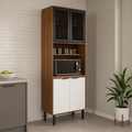 Paneleiro 70 cm 2 Portas de Vidro e 2 Portas MDP Firenze Demóbile