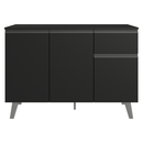 Balcão de Cozinha 120 cm 3 Portas 1 Gaveta Com Pés Preto Nice Madesa