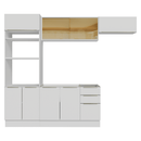 Armário de Cozinha Completa 270 x 60 cm Branco/Branco Veludo Lux Madesa 08
