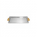 Salvinha Retangular Riviera Nocc Inox com Detalhes em Ouro 24k Riva