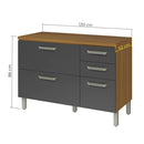 Balcão de Cozinha Princesa 120cm 2 Portas 3 Gavetas com Tampo Nesher