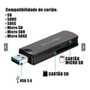LEITOR DE CARTÃO DE MEMÓRIA SD PORTÁTIL USB 3.0 PRETO