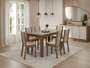 Conjunto Sala de Jantar Elóra Mesa Tampo de Vidro 6 Cadeiras Rustic/Crema/Sintético Bege Madesa