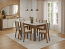 Conjunto Sala de Jantar Lucena Mesa Tampo de Madeira 6 Cadeiras Rustic/Crema/Sintético Bege Madesa
